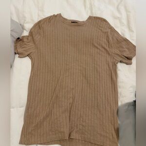 Boohoo Mens Brown Ribbed Short Sleeve Tee